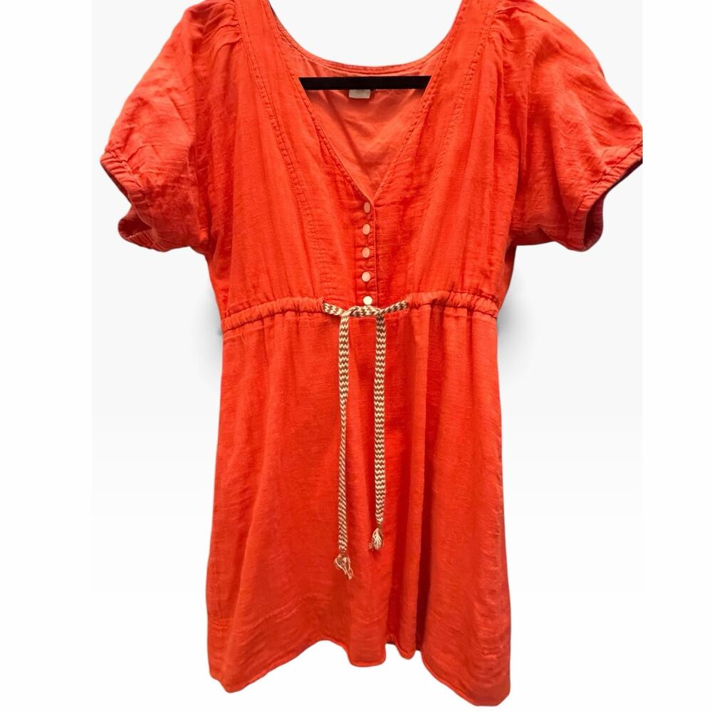 Crew Factory Women’s Size 6 Reddish Orange Cotton Drawstring Waist Dress